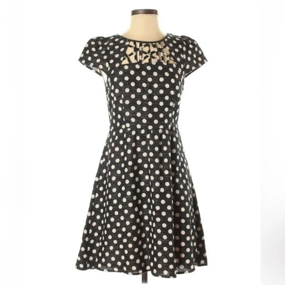 Anthropologie | Maeve | Grey Black Polka Dot Pinup  Nikola Dress Size 4 Small - Picture 3 of 5